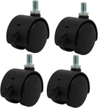 1.5'' Diameter Wheel M8 Thread 360 Degree Rotatable Swivel Caster Black 4pcs