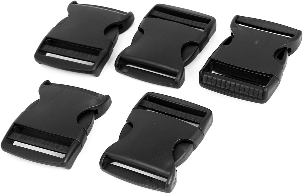 LinkMejor Plastic 2" Wide Webbing Strap Side Release Buckles 5Pcs Black