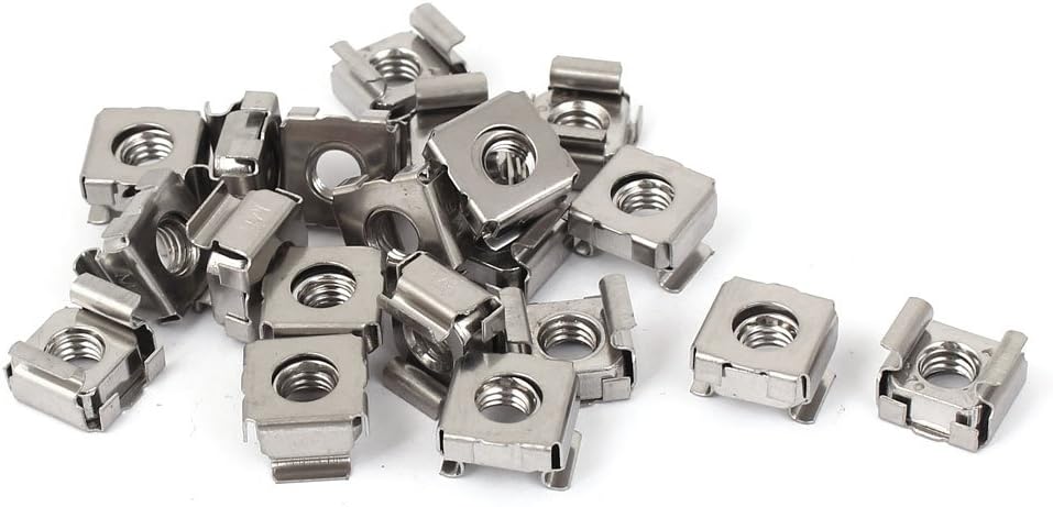 M6 x 1mm Pitch 304 Stainless Steel Floating Cage Nuts 20 Pcs for Sever Rack Cabinet