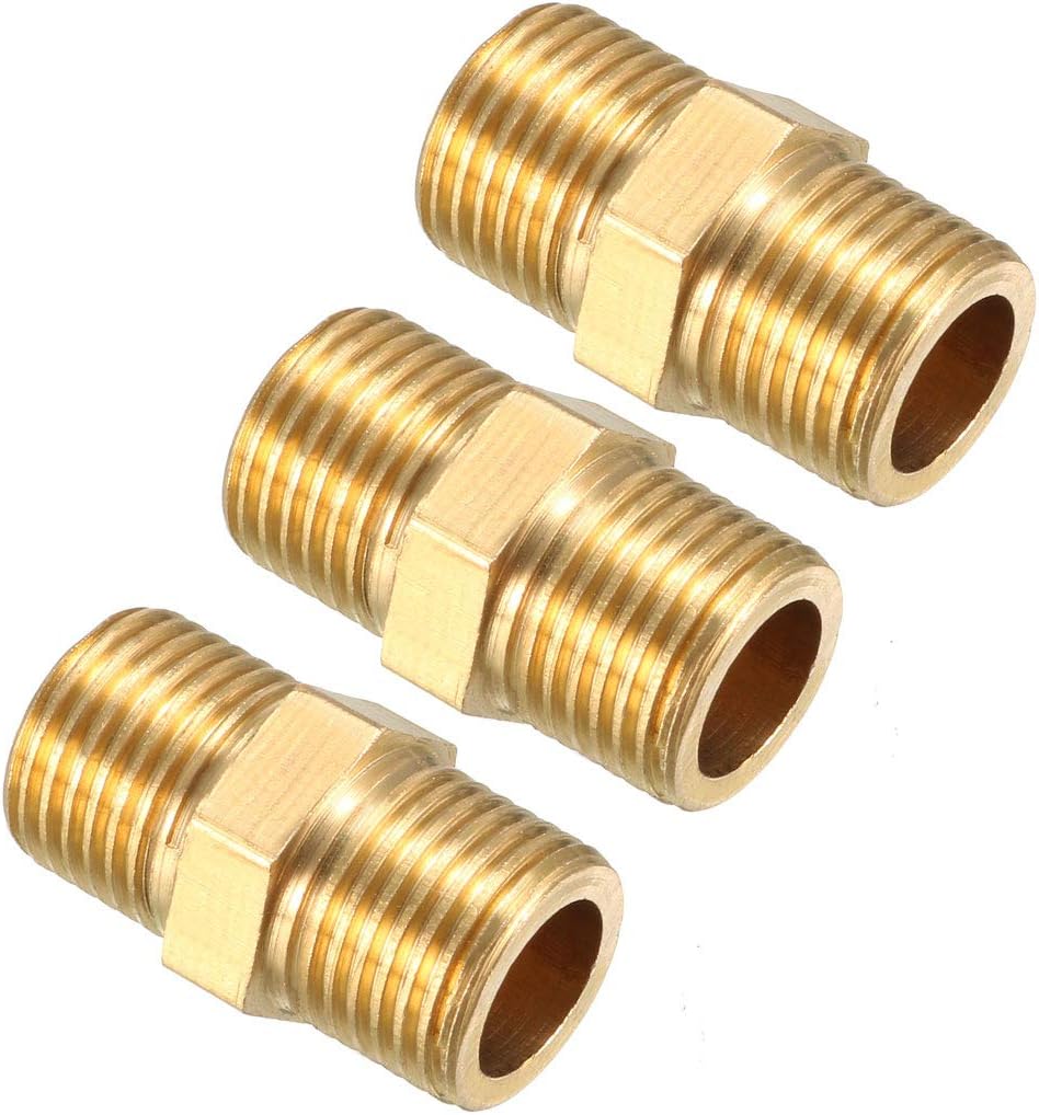 Brass Pipe Fitting Hex Nipple 1/8 BSP Male X 1/8 BSP Male Thread Connector 3pcs