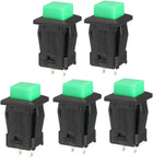 12mm Mounting Hole Green Square Latching Push Button Switch SPST NO 5pcs