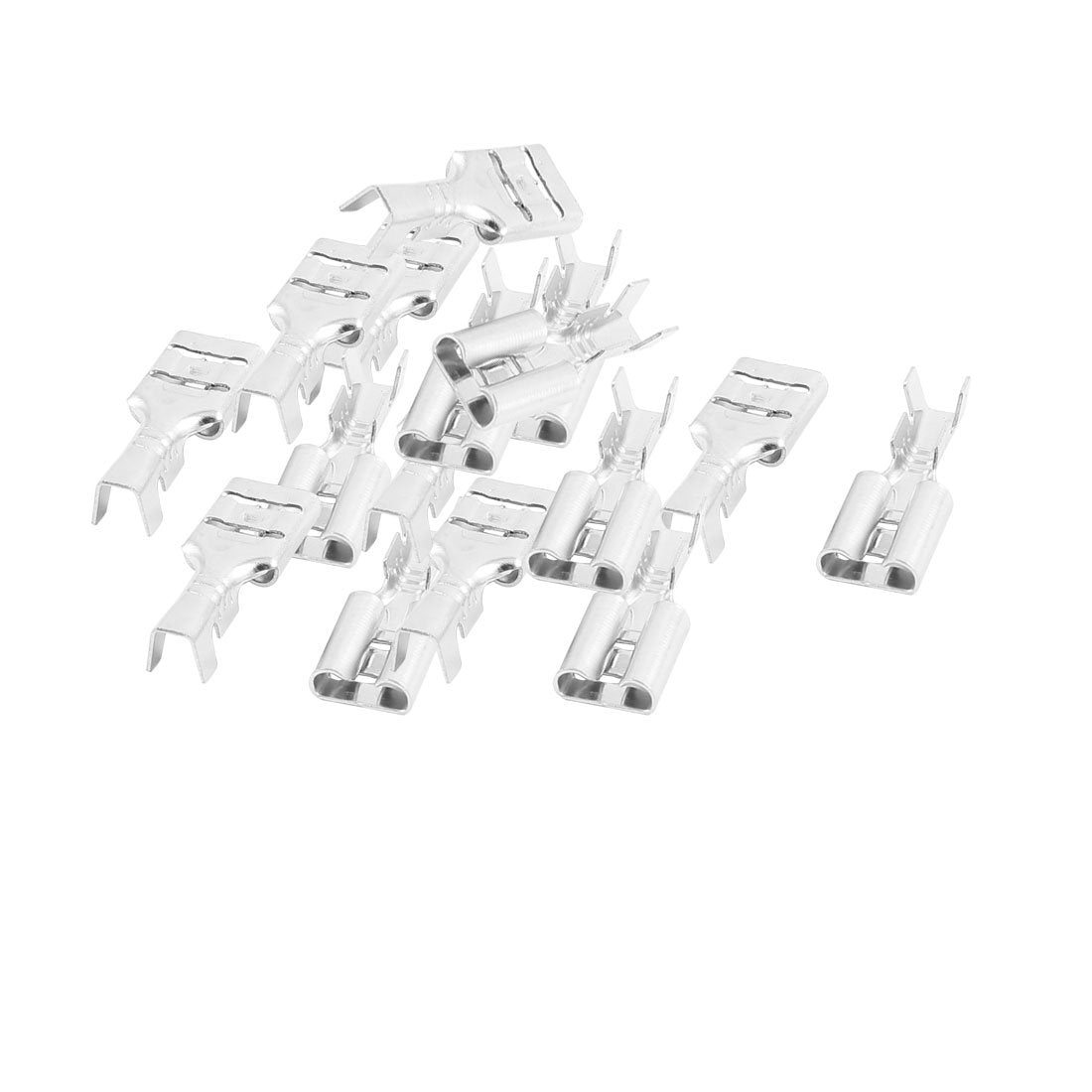 15 Pcs Silver Tone 14mm Length Female Spade Crimp Terminal Connectors