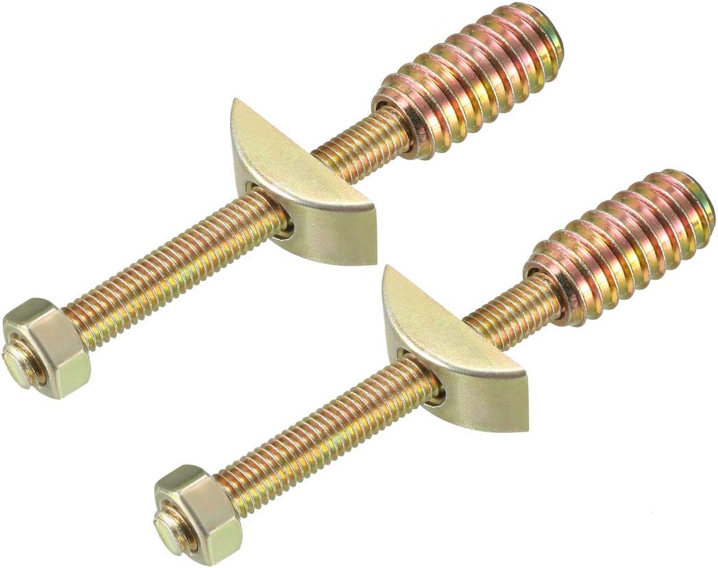 2 Sets Furniture Hardware Zinc Plated Half-Moon Nut Connecting Fitting Bronze Tone