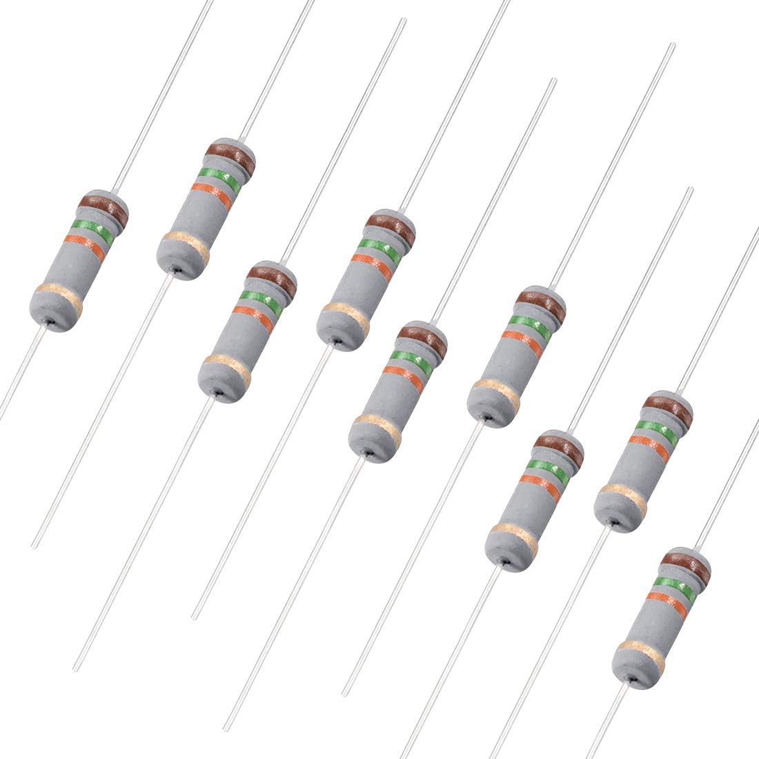 100Pcs 15K Ohm Resistor, 1W 5% Tolerance Carbon Film Resistors, 4 Bands for DIY Electronic Projects and Experiments