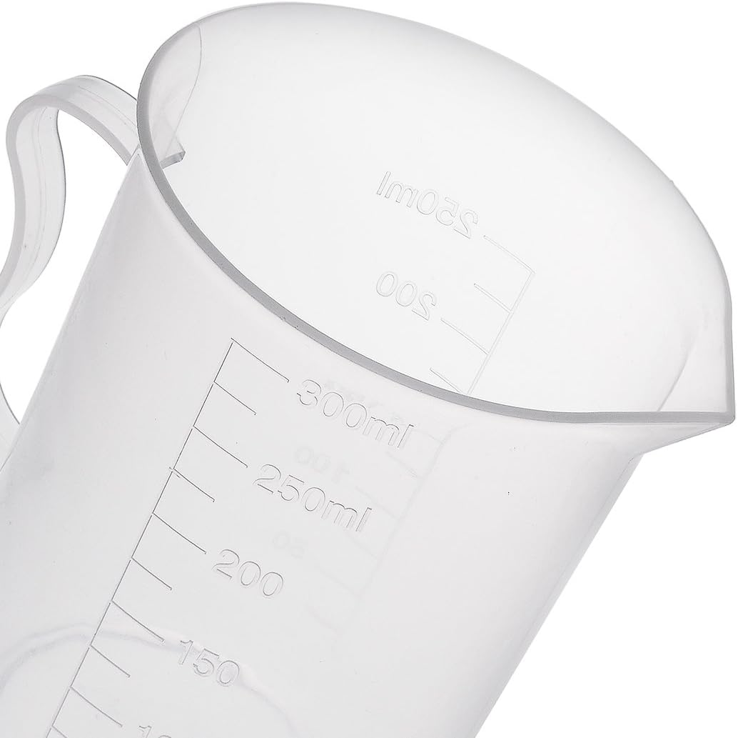 Medidor de Capacidade 250ml PP Plástico Graduado Copo Transparente com Mangueira para Laboratório Cozinha Líquidos 5un