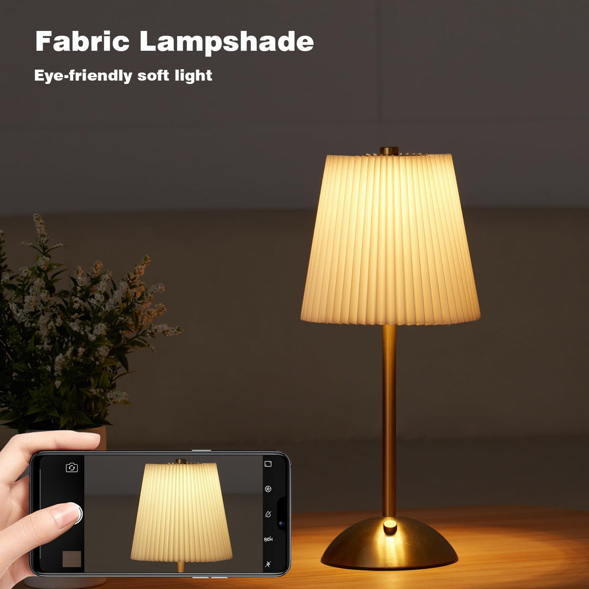 Cordless Rechargeable Table Lamp, 3-Color Touch Light, Antique Brass, Gift
