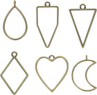 LinkMejor 30Pcs Alloy Open Bezel Pendants, Hollow Frame Pendant Geometric Open Back Frame Pendant for Resin Jewelry Making Earrings Necklace Bracelet DIY, 3 Color Mixed
