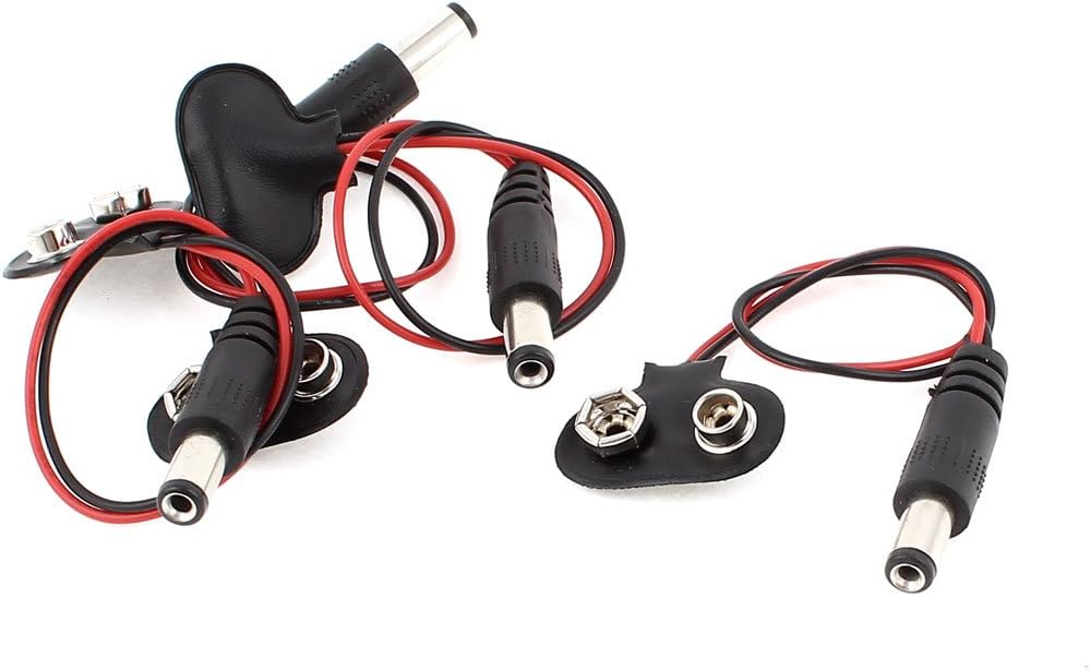 4 ตัว โปรต์เคล็ดไฟเชื่อมต่อแบตเตอรี่ 9V ประเภท T ไซส์ 5.5x2.1mm สายไฟเชื่อมต่อ DC