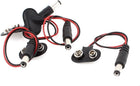 4 ตัว โปรต์เคล็ดไฟเชื่อมต่อแบตเตอรี่ 9V ประเภท T ไซส์ 5.5x2.1mm สายไฟเชื่อมต่อ DC