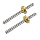 100mm Length T8 8mm Dia Lead Screw Rod,12 Lead Stainless Steel Lead Screw Rod with Copper Nut Trapezoidal Thread for 3D Printer Z Axis2pcs