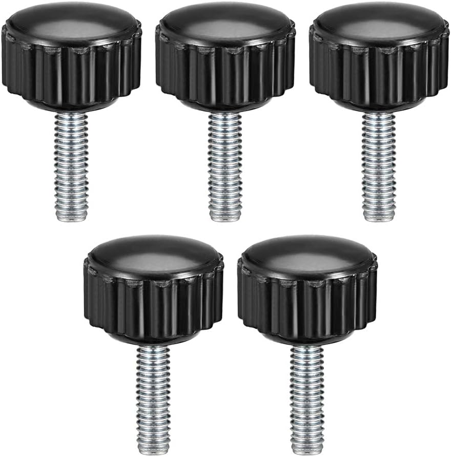 M5 x 40mm Vis à vis mâle filetée rainurée de verrouillage de poignée de préhension de doigt vis de type poignée de verrouillage manuelle vis à vis de poignée en plastique noir 5 Pièces