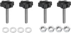 4pcs Star Clamping Knobs with Nuts Washers, M8 x 45mm Metric 304 Stainless Steel Male Thread 38mm 6-Star Plastic Head, Threaded Stud Hand Knobs Handles Thumb Screws, Black