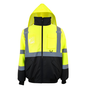LinkMejor Giacche di Sicurezza Reflettenti ad Alta Visibilità per Uomini 300D Oxford 100% Impermeabile Coperte Antipioggia Termiche per il Tempo Freddo