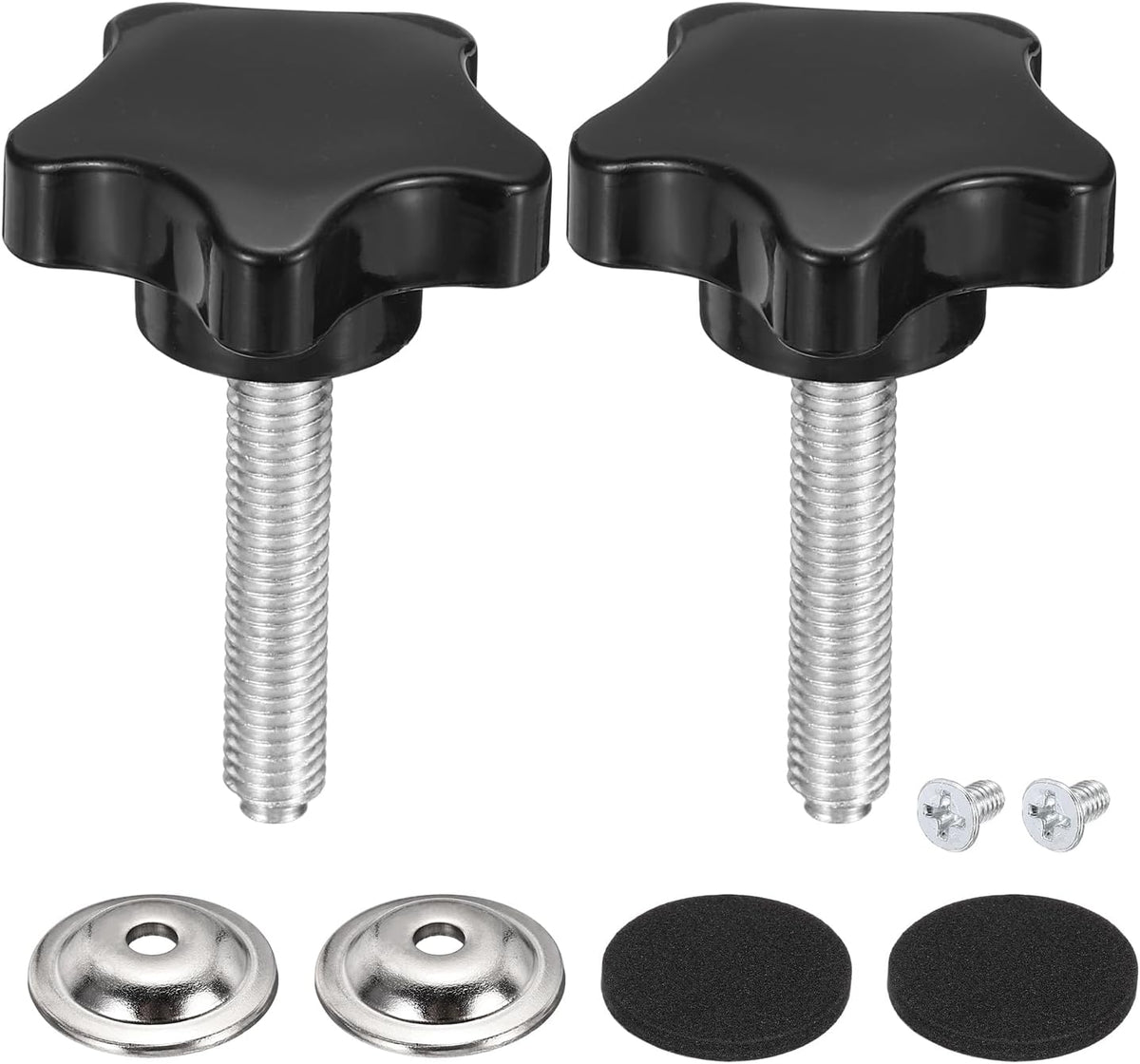 2Pcs Star Knobs, M8 x 40mm Plastic Knurled Thumb Screw Knobs 40mm Width Handle Replacement with Washer & Screw for Lawn Mower Umbrella Base Clamps Replacement Machinery