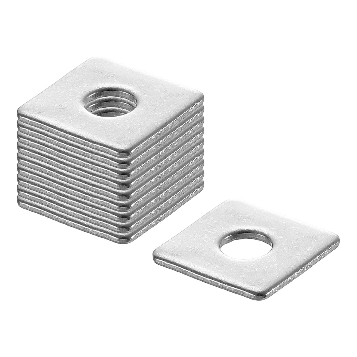 100Pcs 1/2" Square Plate Washer for 5/32" Bolt, 304 Stainless Steel Bearing Plate Flat Washers Spacer Gasket for Machinery Repair, Outdoor Construction (0.04" Thick)