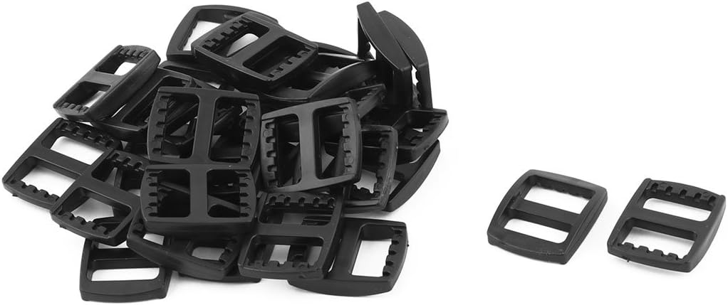LinkMejor Plastic Travel Adjustable Backpack Glide Buckle 15mm Strap Width 30pcs Black