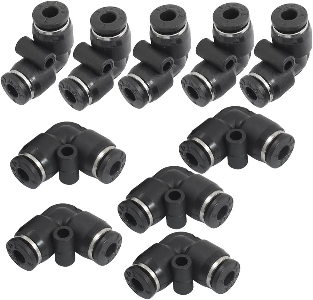 10 Pcs Air Pneumatic 4mm to 4mm L Shaped Push in Elbow Connector Fittings