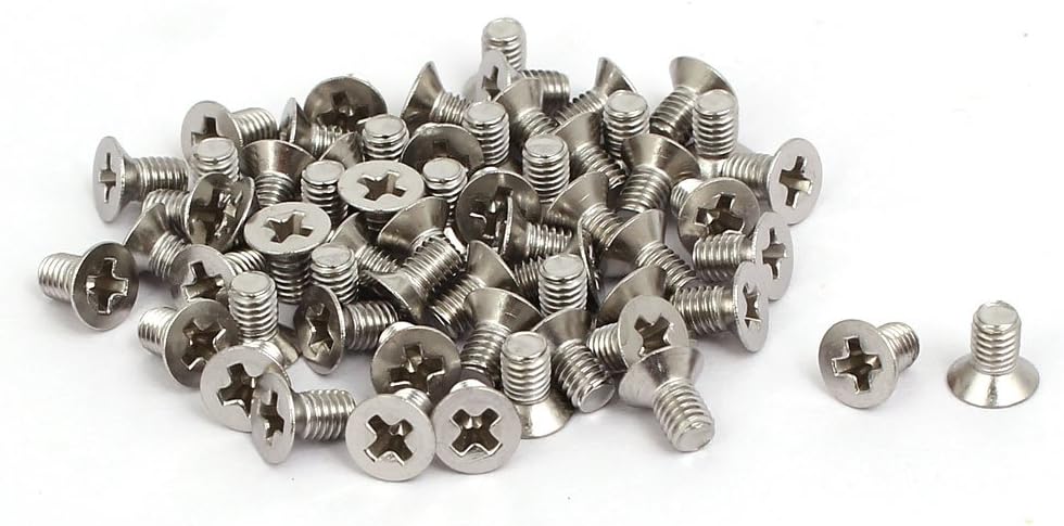 M3x5mm 316 Stainless Steel Phillips Socket Flat Head Machine Screws 60pcs