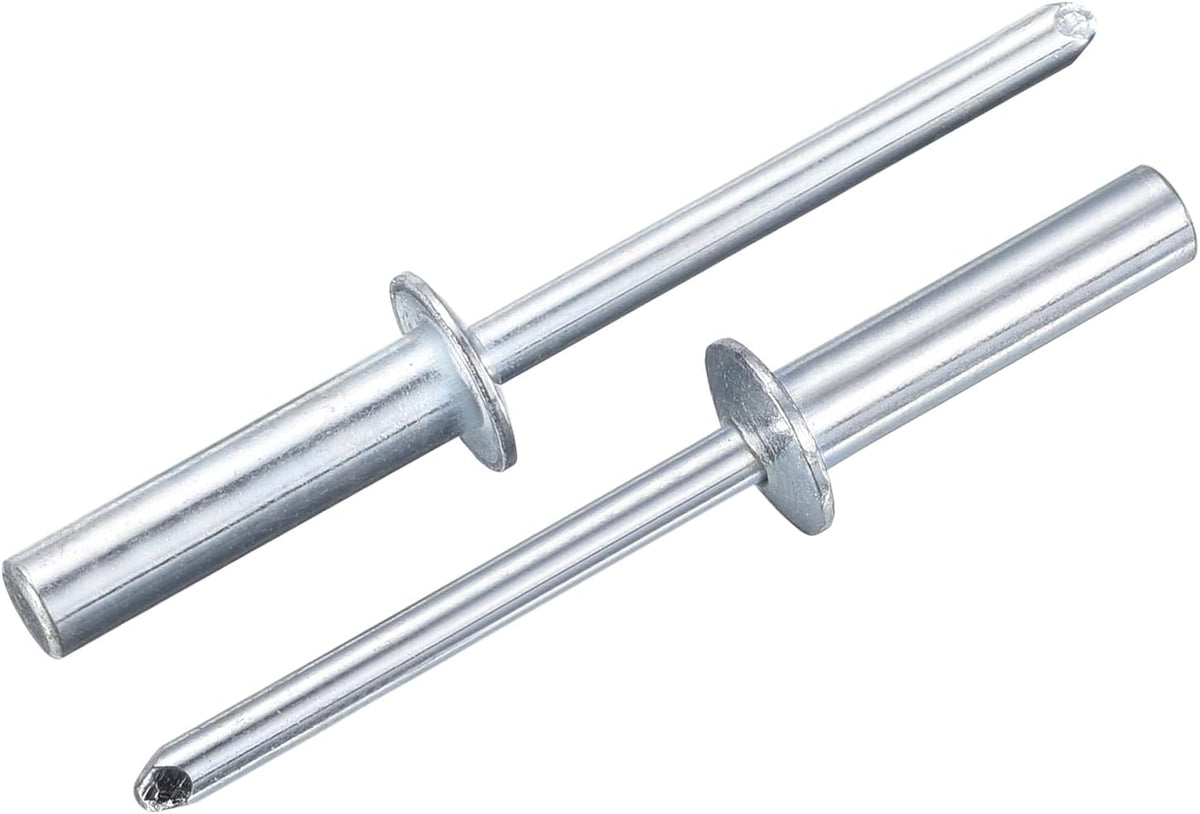 50Pcs 3/16"x1" Round Head Closed End Blind Rivets, Zinc-Plated Carbon Steel Grip and Mandrel Cap Blind Rivets, Silver