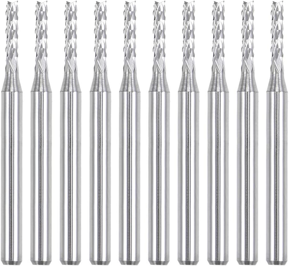 10Pcs 1.9mm Carbide End Mill Engraving Milling Cutter CNC Router Bits for PCB Machine, 1/8" Shank