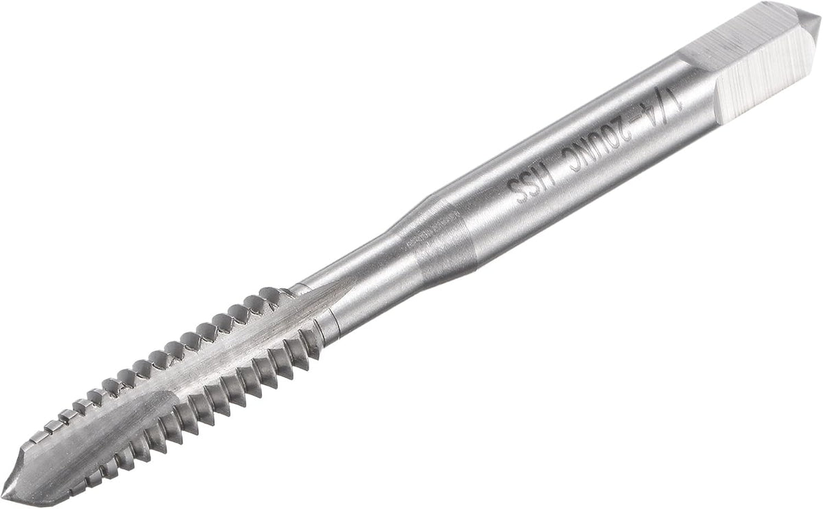 Spiral Point Threading Tap 1/4-20 UNC, HSS (High Speed Steel) Machine Thread Screw Tap 3 Straight Flutes Uncoated Tapping Tool H2 Tolerance