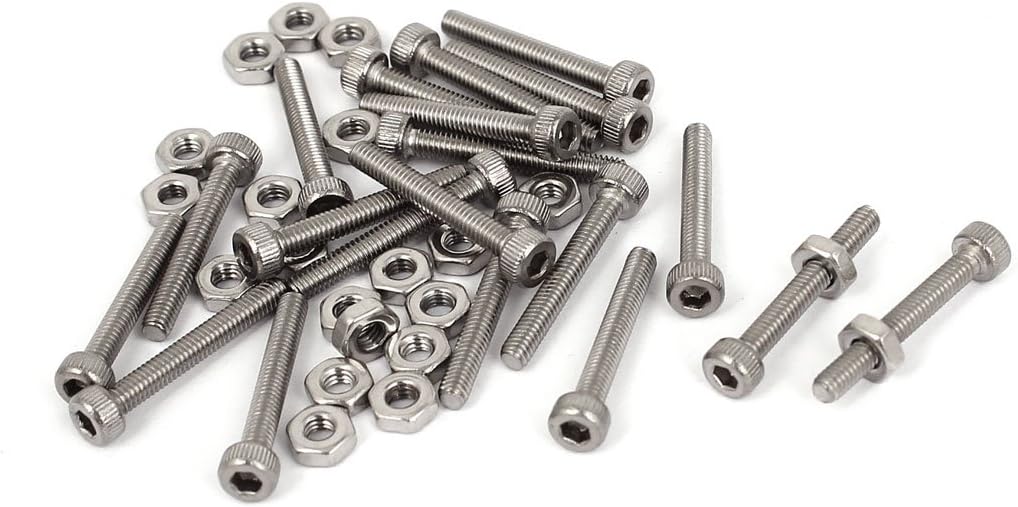 M2.5x18mm Hex Socket Head Knurled Cap Screws Bolts Nuts Set 20Pcs