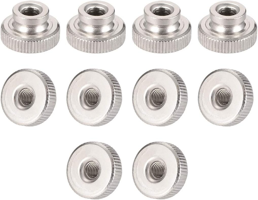 Knurled Thumb Nuts, 10Pcs M5x0.8mm Iron Round Knobs Fasteners for 3D Printer Parts, Silver Tone
