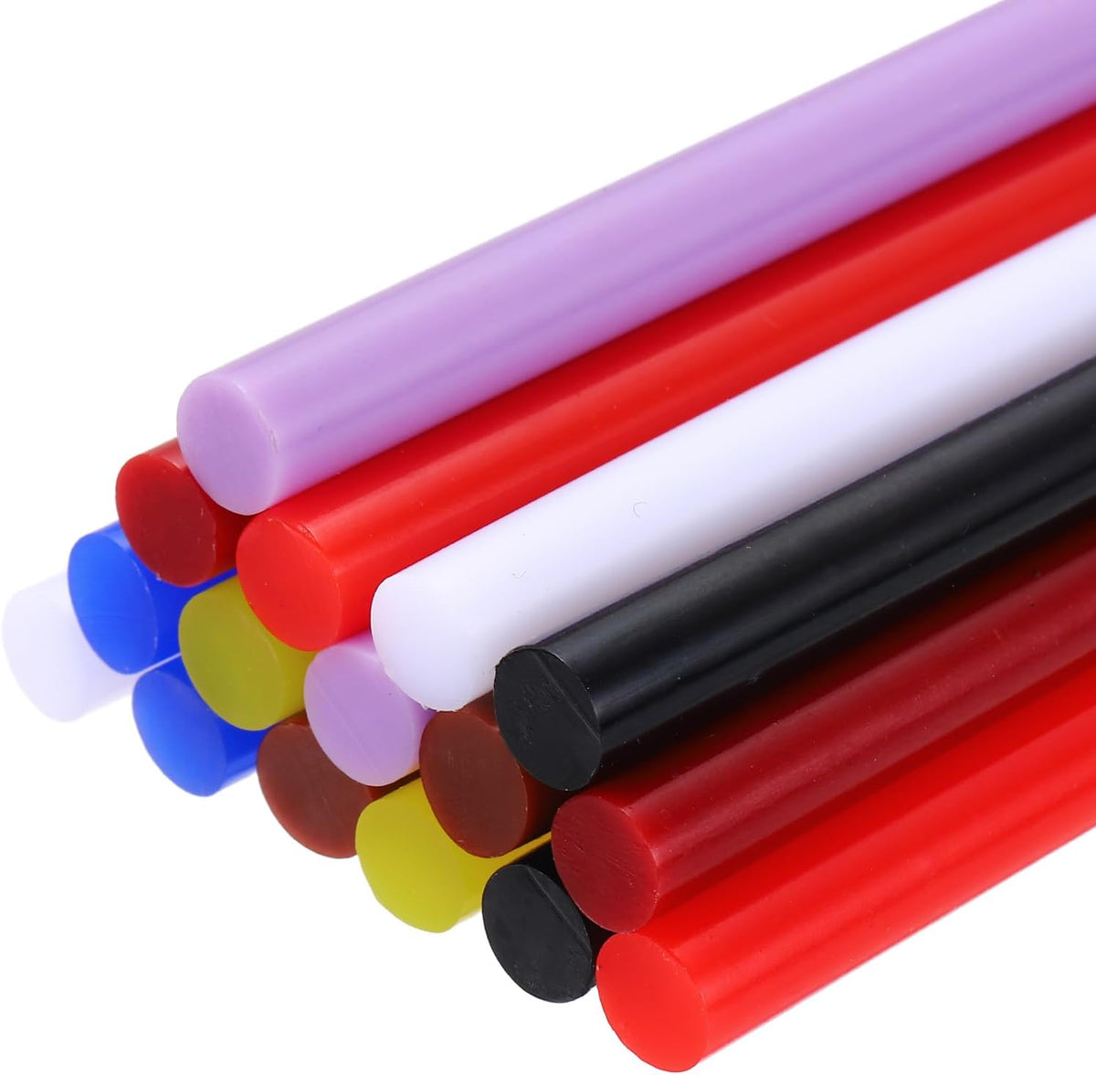 16pcs Mini Hot Glue Gun Sticks 4-inch x 0.28-inch 7 x 100mm, Black, White, Bright Red, Brown, Purple, Yellow, Wine Red, Gem Blue