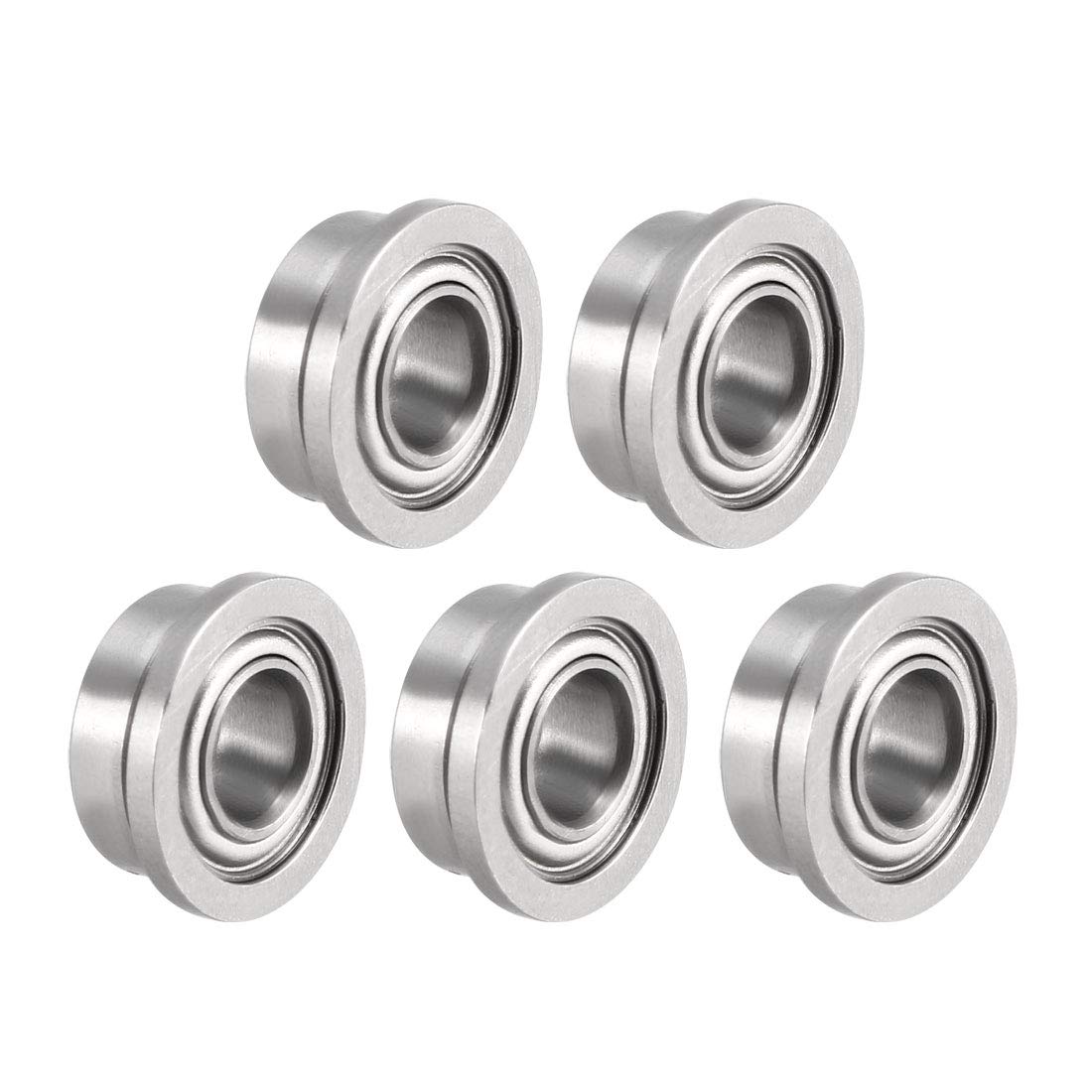 FR144ZZ Flanged Ball 1/8" x 1/4" x 7/64" Double Metal Shielded (GCr15) Chrome Steel Flange Rip Bearings 5pcs