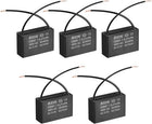 Ceiling Fan Capacitor CBB61 1.5uF 450V AC 2 Wires Metalized Polypropylene Film Capacitors 37x23.5x12.6mm for Water Pump Motor Generator, Pack of 5