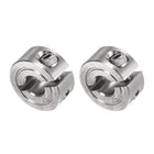 2pcs Single Split Clamp-On Shaft Collar 1/4" Bore One-Piece Clamping Collar, 11/16" OD, 5/16" Width, 304 Stainless Steel Axle Collar Clamp, Set Screw Style