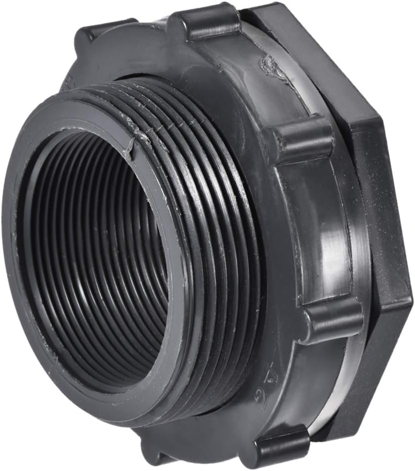 Bulkhead Fitting, G2 Female, Tube Adaptor Pipe Fitting with Silicone Gasket, for Water Tanks, PVC, Gray