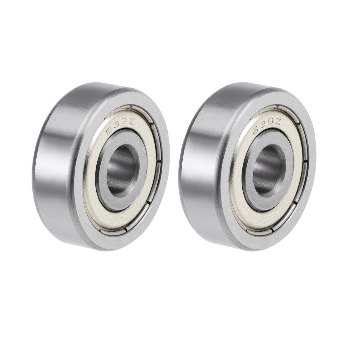 638ZZ Deep Groove Ball Bearings Z2, 8mm x 28mm x 9mm Double Shielded Carbon Steel 2pcs