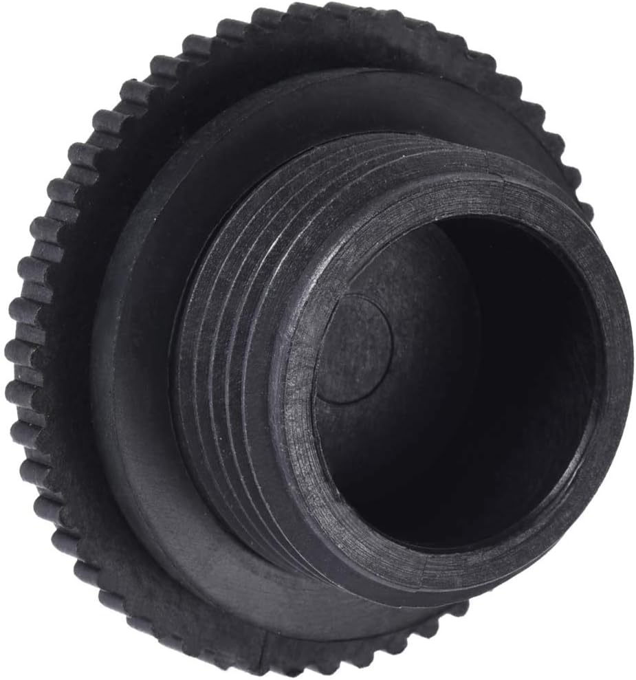 Plug Fittings, G1 Thread, Flanged Adaptors Sealing Plugs with Gasket, for Water Tanks, Aquariums, Ponds, Pools, PVC, Black, Pack of 2