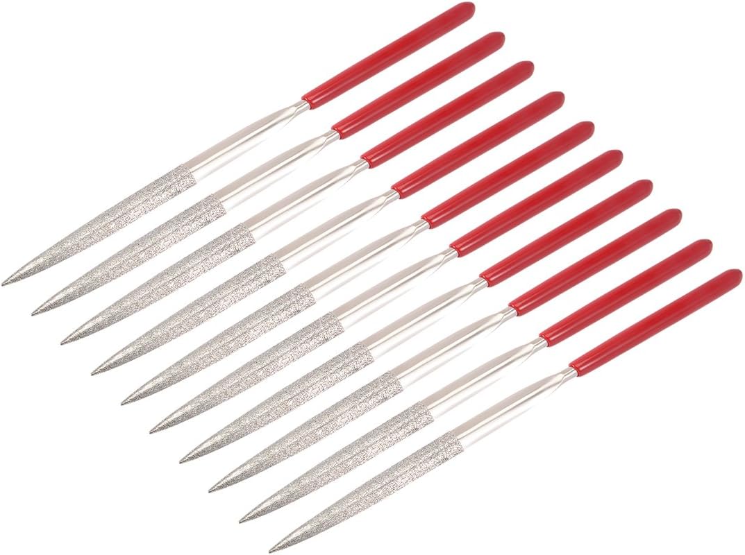 10pcs Half Round Diamond Needles File 3mm x 140mm 150 Grit for Metal Glass Wood Stone Grinding Polishing Engraving