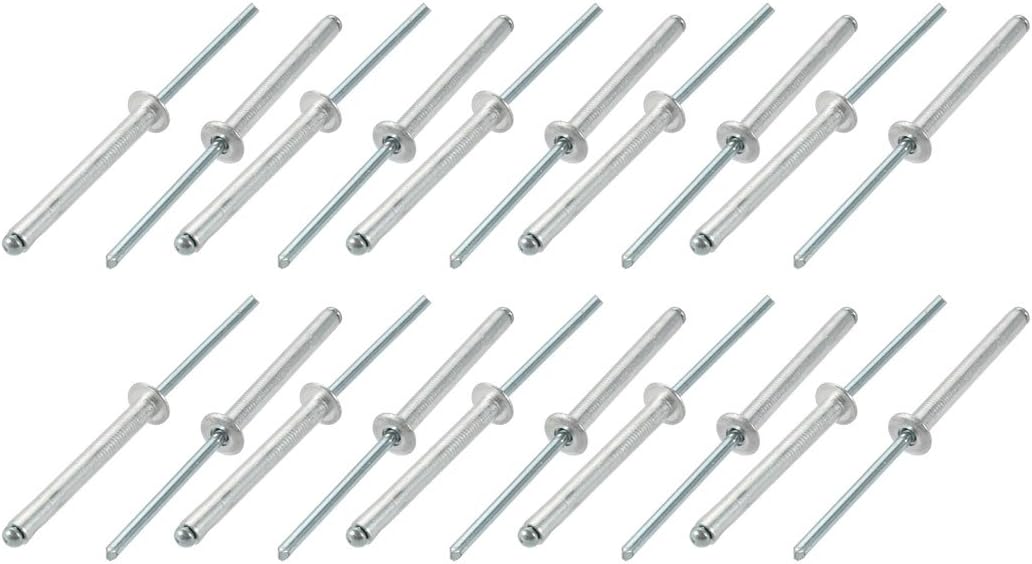 20 Pcs 4mm x 35mm Aluminum/Steel Open End Blind Rivets
