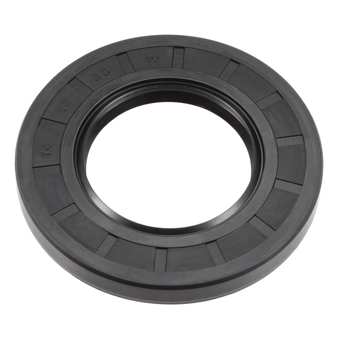 Oil Seal, TC 50mm x 90mm x 10mm Nitrile Rubber Cover Double Lip with Spring for Bearing Shaft, Black Pack of 1