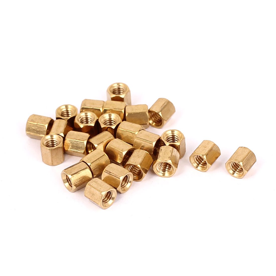 M4 x 6mm Female Threaded Brass Hex Standoff Pillar Spacer Nuts 25pcs