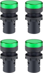 4Pcs Green Indicator Light AC 380V, 22mm Panel Mount, for Electrical Control Panel, HVAC, DIY Projects