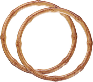 2Pcs Imitation Bamboo Ring Plastic 4.92" Purse Handle, Purse Handle Replacement for DIY Handmade Woven Bag Crochet Handbag Purse Making Supplies, Bamboo Color