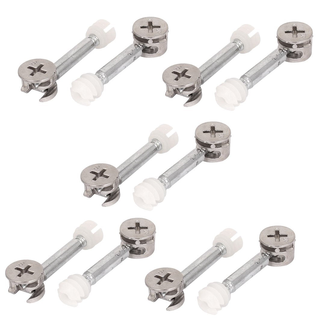 3-in-1 Furniture Connecting Kit 15mm OD Cam Fitting, M6x40mm Dowel Screws, 5mm OD Pre-Inserted Nut 10 Sets