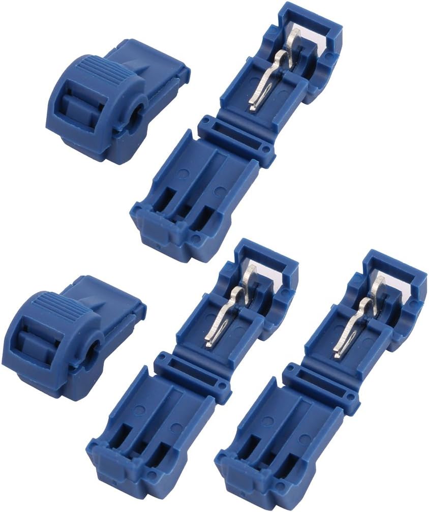 5Pcs Self-Stripping Electrical T-Tap Wire Spade Connectors Terminal Crimp Kit Blue