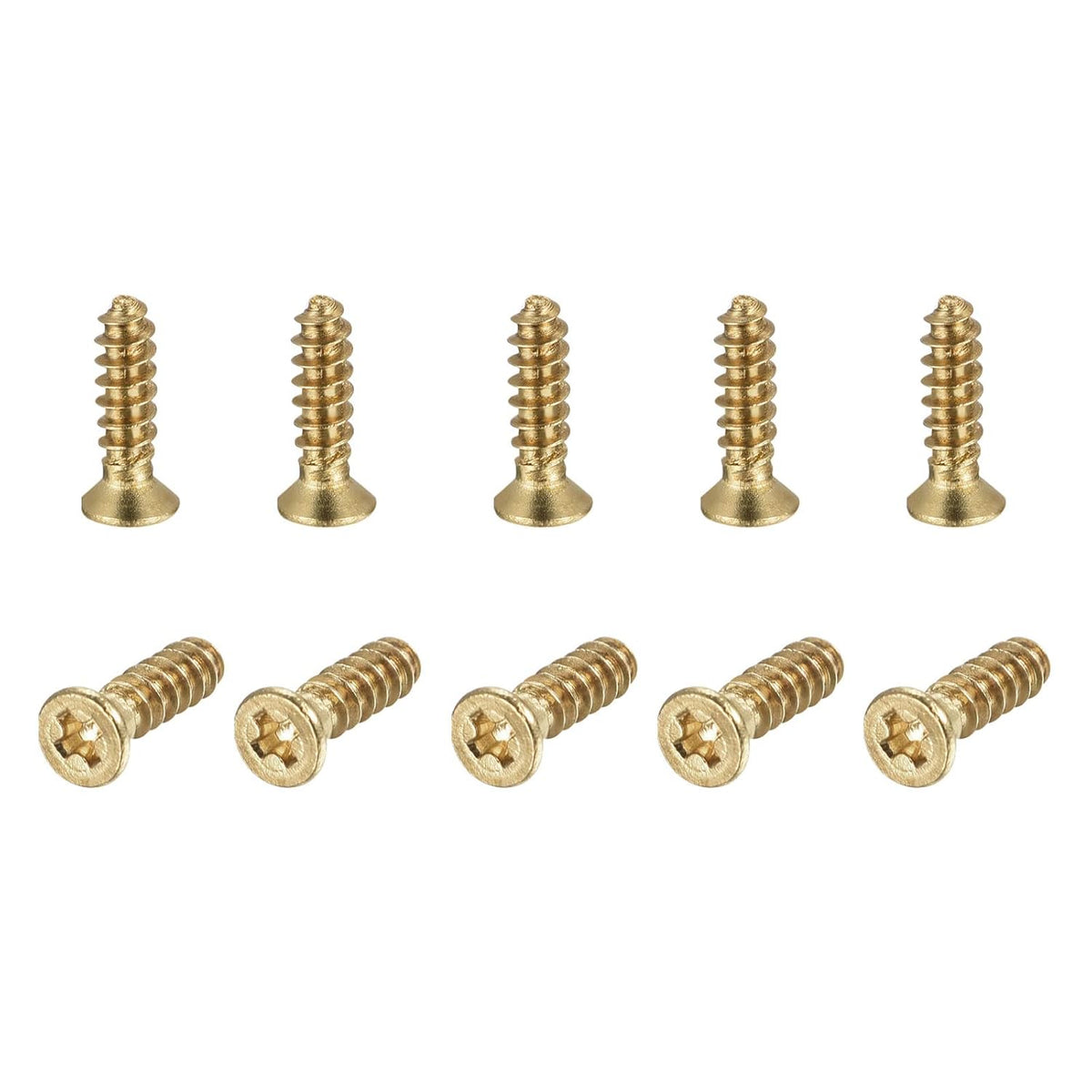 Brass Wood Screws, M2.5x10mm Phillips Flat Head Self Tapping Connector for Door, Cabinet, Wooden Furniture 50Pcs