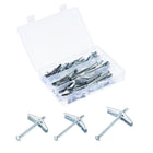 44Pcs Spring Toggle Bolt Anchors, 1/8" 3/16" 1/4" 3 Sizes Butterfly Anchors Male Thread Spring Loaded Hollow Wall Round Head Toggle Bolt