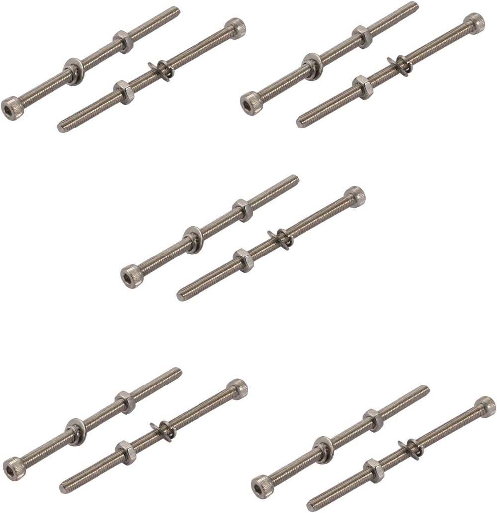10pcs M4x70mm 304 Stainless Steel Knurled Hex Socket Head Bolts Nuts w Washers