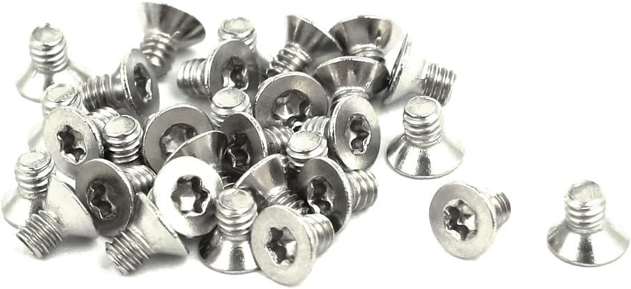 M2x3mm 304 Stainless Steel Flat Head Torx Drive Type Screw Silver Tone 30pcs