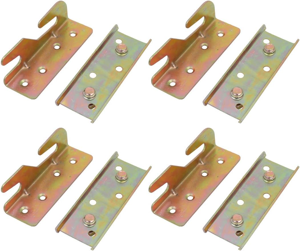 86mmx28mmx27mm Screw Fixed Bed Hinge Rail Brackets Connecting Fittings 4 Sets
