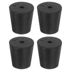 4 Pcs 1-Hole Rubber Stopper, Tapered Lab Seal Tube Stopper Plug for Test Tube Flasks Glass Containers Industry and Laboratories, 24x18x25mm Black