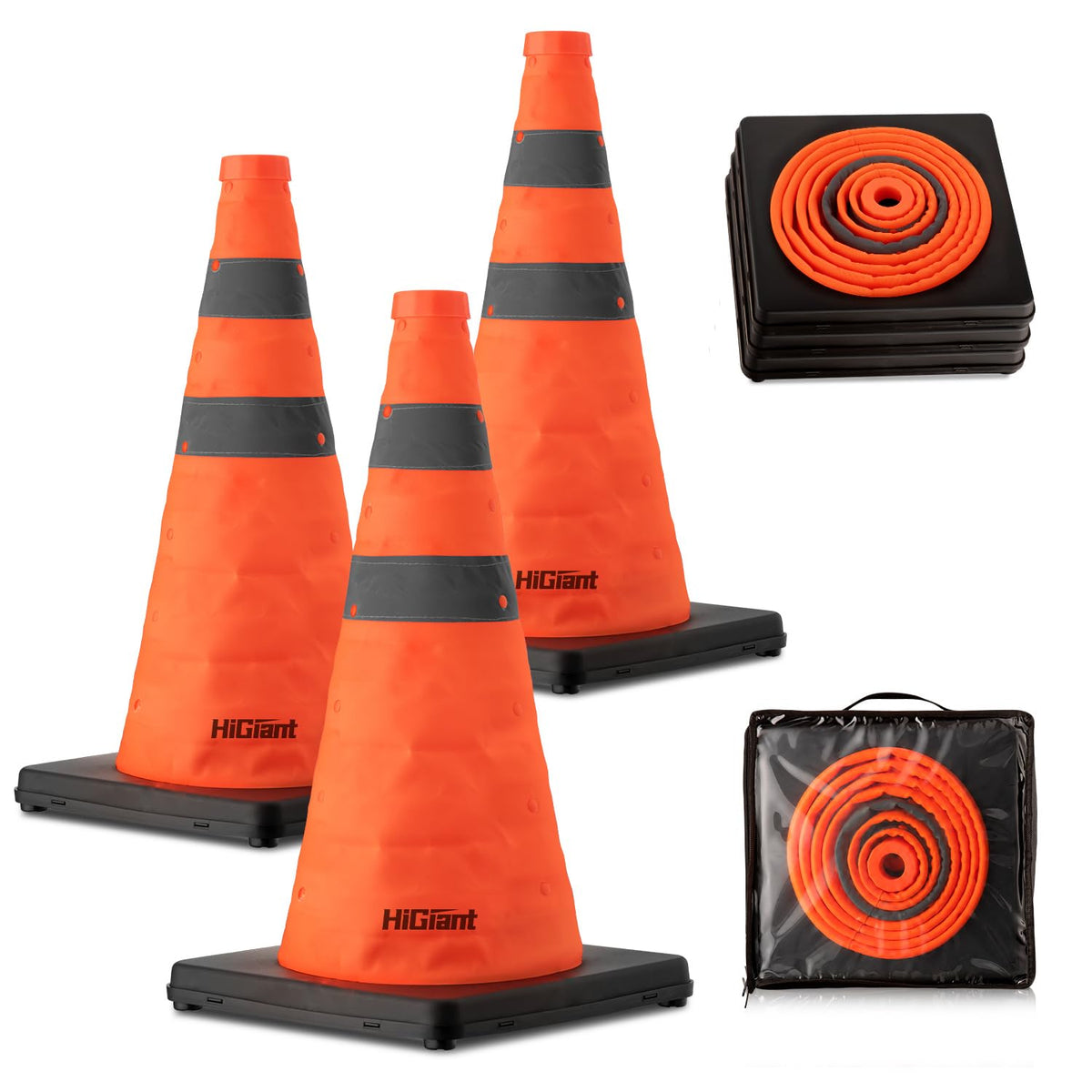 LinkMejor [3 Paketti] 18 tuuman Oranssit Kääntyvät Kyltit Mustalla Alustalla