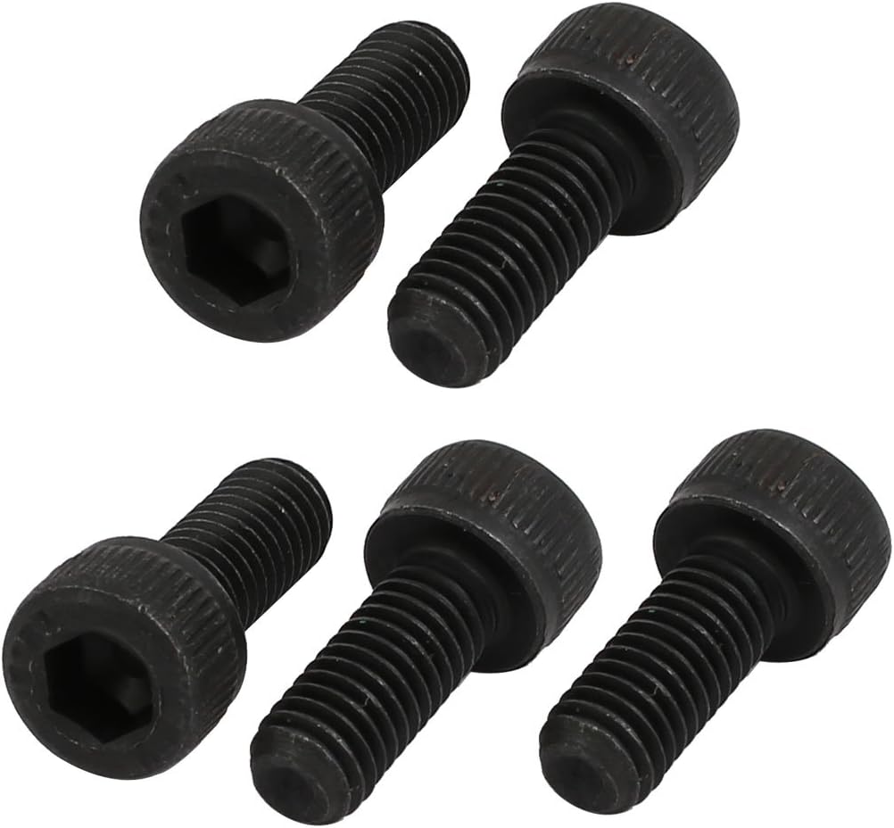 5pcs M5x12mm 12.9 Grade Hex Socket Cap Left Hand Thread Screw Bolt Black